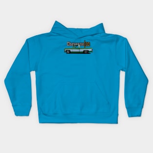 1973 Slammed Green Chevy C10 Cheyenne Squarebody Truck Kids Hoodie